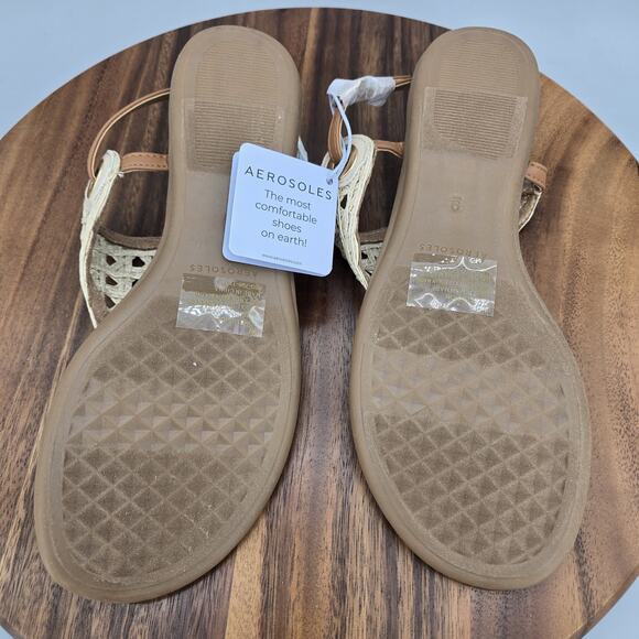 Aerosoles Conclusion Shoes Womens 9 Medium Beige Cork Thong Sandals Comfort - Picture 6 of 7